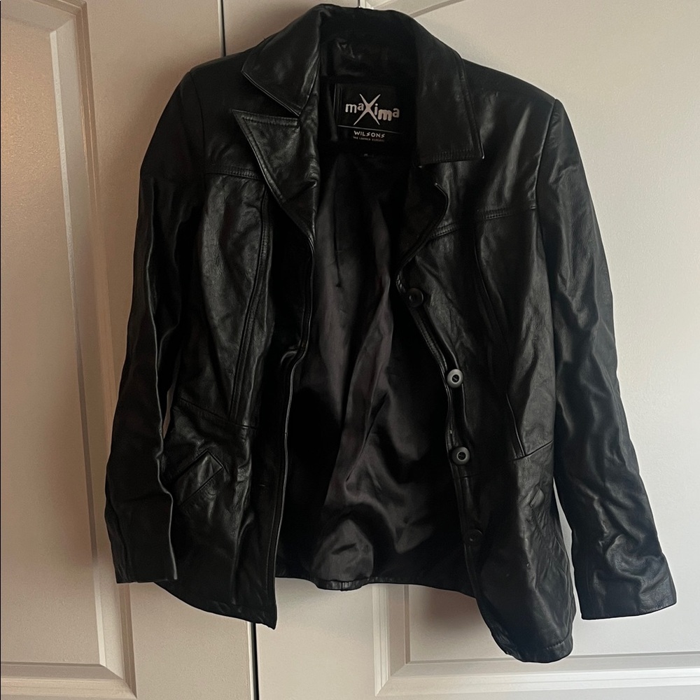 Maxima Midnight Black Leather Coat
